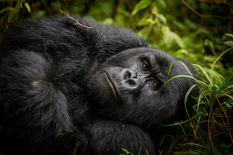 Ein Berggorilla im Bwindi Impenetrable Forest